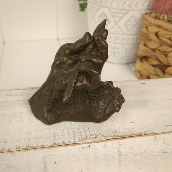 Vintage Mark Hopkins Signed Bronze Sculpture Hand Sculpting Tool Thumb Print 02 - Picture 7 of 9